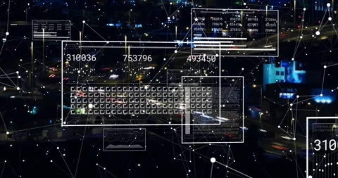 Node pulse starting data panels appearing and updating numbers, mapping traffic Stock-Footage 329575509