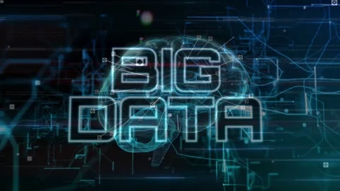 Node pulse starting holo brain pulsing while BIG DATA text forming and aligning Stock-Footage 335255261