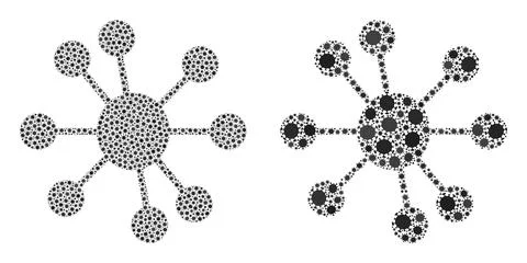Node Relations Icon - Mosaic of Covid-2019 Biohazard Infection Items Illustrazione stock