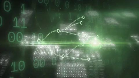 Node sending beam lines branching pulse lighting tips flare flaring slowing Video stock 328233985