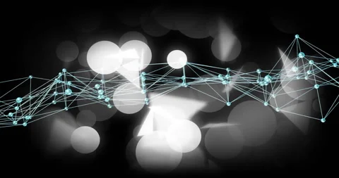 On node spawn network pulsing links while translucent shapes shifting to show Video stock 315892555