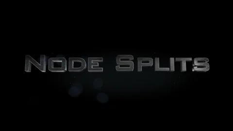 Node Splits title 3D metal text on black alpha channel background Video stock 301264263