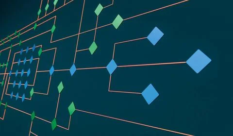  Node tree, concept, decission, connection. Node tree, concept, industrial... Stock-Fotos