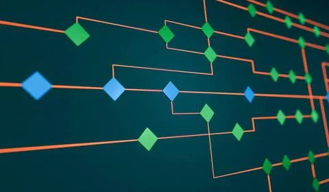  Node tree, concept, decission, connection. Node tree, concept, industrial... 库存照片