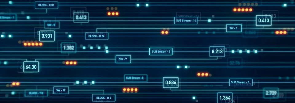  Node tree, digital switch board in the industry. Node tree. Digital switc... Stock-Fotos