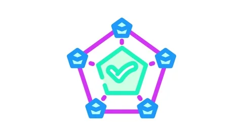Node validator decentralized application color icon animation Stock Footage 327259574