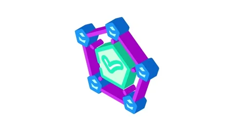 Node validator decentralized application isometric icon animation Stock Footage 327280467