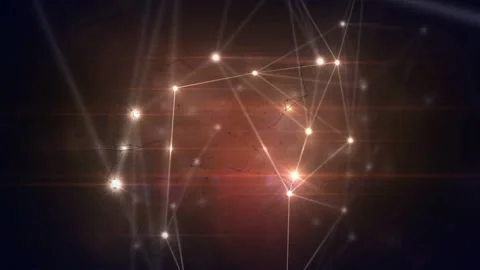 Node web rotating and pulsing, reshaping after nodes flaring, sparking, Stock Footage 333719842