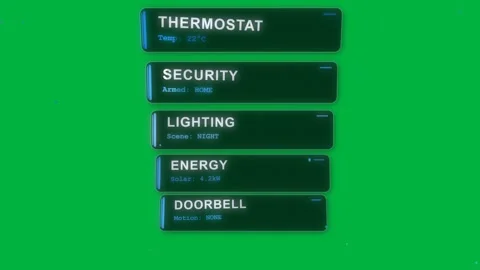 Nodes appearing, modules sliding right and stacking, revealing home control Stock Footage 329572530