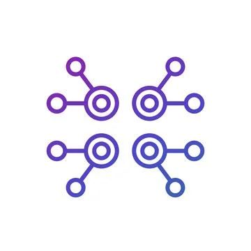 Nodes, data structure line icon Stock Illustration