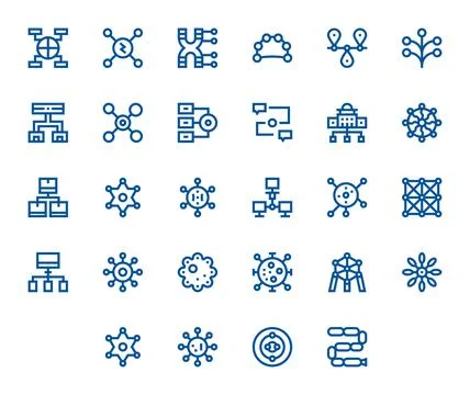 Nodes Modern Vector Collection with 28 Bold Line 64x64 Pixel Aligned Icons Stock Illustration