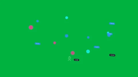 Nodes moving inward, clustering, magenta node gaining chevrons, labels stacking Video stock 329593553