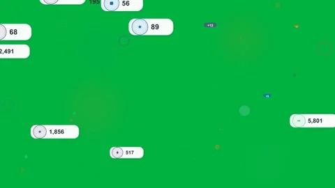 Nodes pulsing and updating counts on transparent canvas as metric tags sliding Stock Footage 333907835