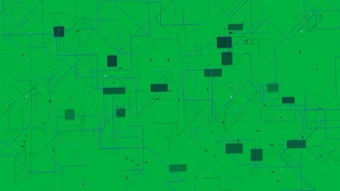 Nodes pulsing, circuit map unfolding on transparent canvas, connectors tracing, Stock Footage 333630240