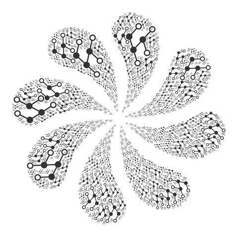 Nodes Structure Icon Swirl Flower Illustrazione stock