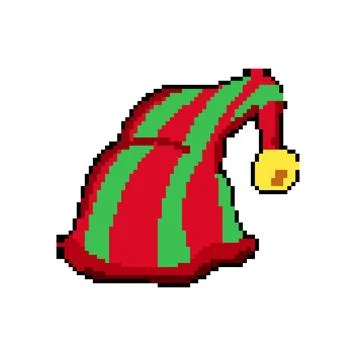 Noel elf santa hat pixel art vector illustration Stockillustratie