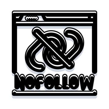 Nofollow hyperlink concept in web browser icon Stock Illustration