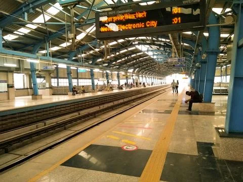 Noida , Utter pardesh , India - May 3 2022 , A picture of metro station with  Stock Photos