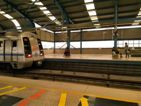 Noida , Utter pardesh , India - May 19 2022 , A picture of metro Train with s Stock Photos
