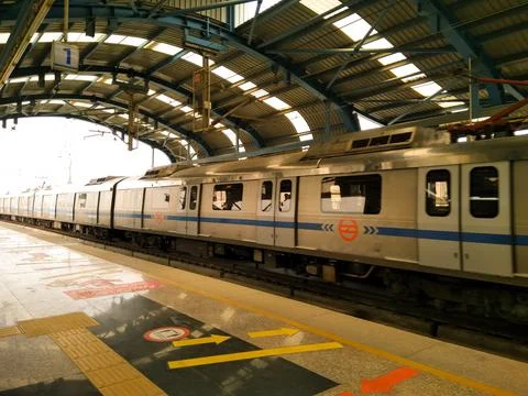 Noida , Utter pardesh , India - May 19 2022 , A picture of metro Train with s Stock Photos