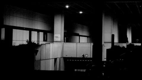 Noir concrete parking structure Stock Photos