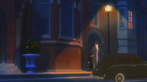 Noir detective under a streetlamp - (Version 2) Stock Footage 336329404