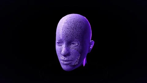 Noir face depth scan sweep dolly point cloud biometric seamless loop Stock-Footage 343053871