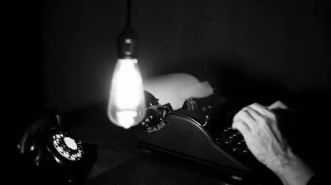 Noir man typing Stock Footage