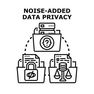 Noise added data privacy protecting sensitive information Stock Illustration