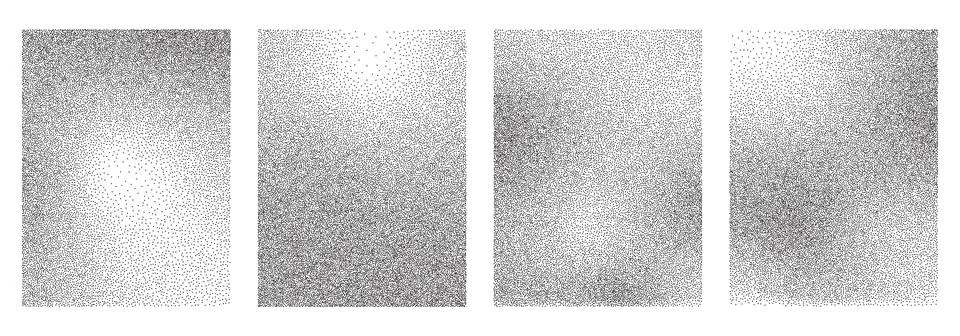 Noise gradient texture backgrounds set. Vector dotwork monochrome patterns Stock Illustration