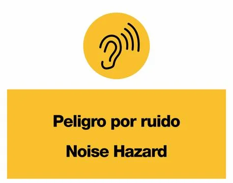 Noise Hazard Construction Yellow Warning Signage Set Stock Illustration