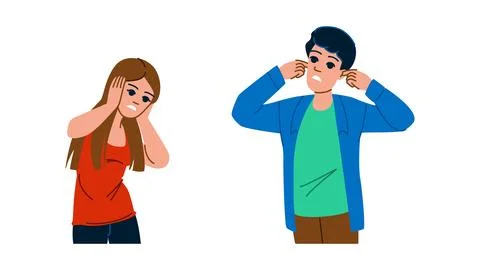 Noise plugging ears vector Stock Illustration