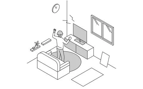 Noise problems in rental properties: Late-night loud TV viewing Stock Illustration