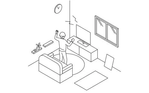 Noise problems in rental properties: Late-night loud TV viewing Stock Illustration