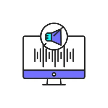 Noise reduction program color line icon. Pictogram for web page, mobile app,  Illustrazione stock