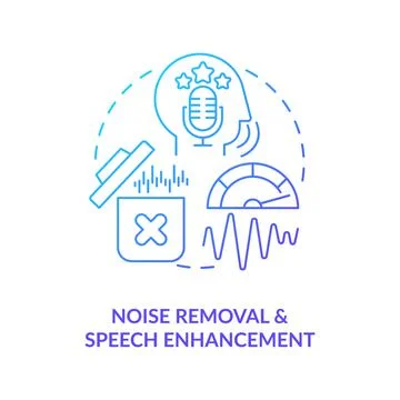 Noise removal blue gradient concept icon Illustrazione stock