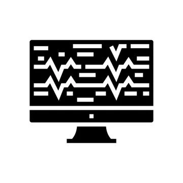 Noise waves on computer screen glyph icon vector illustration Illustrazione stock
