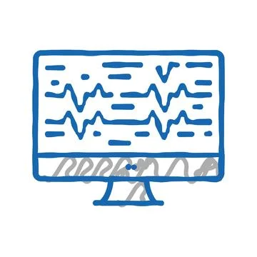 Noise waves on computer screen icon doodle illustration Illustrazione stock