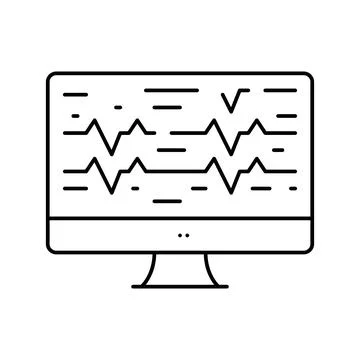 Noise waves on computer screen line icon vector illustration Stock Illustration