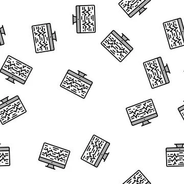 Noise waves on computer screen vector seamless pattern Illustrazione stock