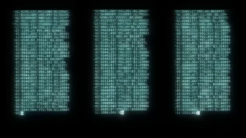 Noisy distorted glitched fast long scrolling programming security hacking code Stock Footage 102714541