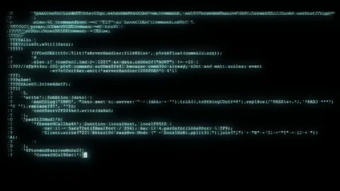 Noisy distorted glitched fast long scrolling programming security hacking code Stock Footage 102714950