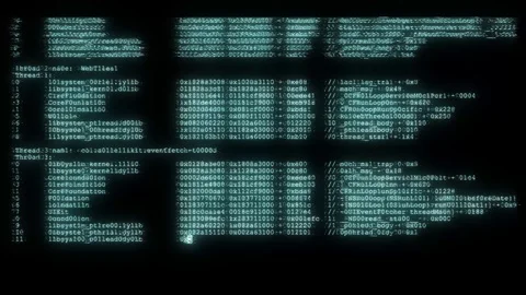 Noisy distorted glitched fast long scrolling programming security hacking code Stock Footage 102716475