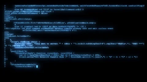Noisy distorted glitched fast long scrolling programming security hacking code Stock Footage 102719001