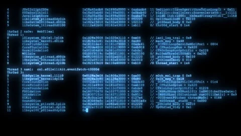 Noisy distorted glitched fast long scrolling programming security hacking code Stock Footage 102720845