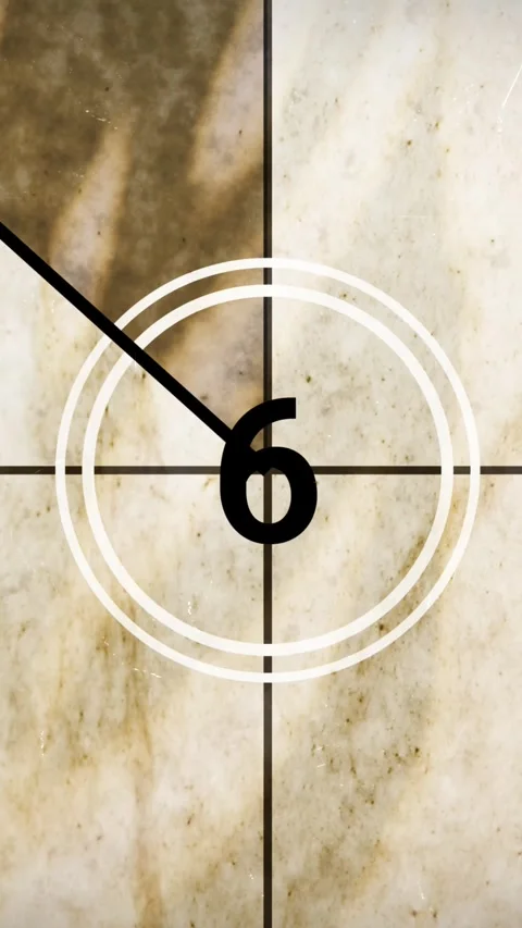 Noisy Film Countdown Timer with Scratched Reel Effect vertical Stock Footage 313752654