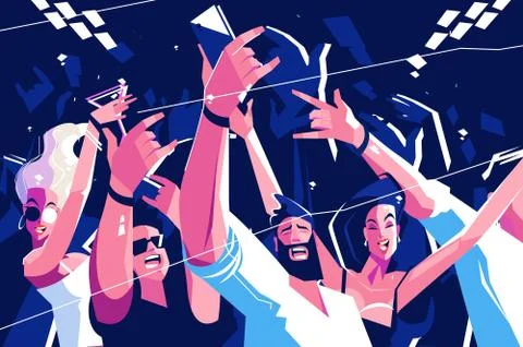 Noisy funny crowd Stock Illustration