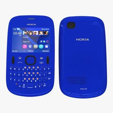 Nokia Asha 201 Blue 3D Model
