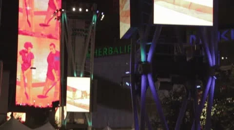 Nokia Center light tower, video screens and spotlights Stock Footage 8913805