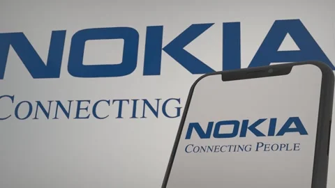 Nokia Editorial Logo Spotlight Stock Footage 254319449